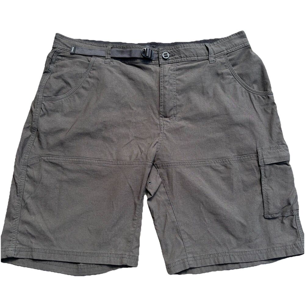 Prana Standard Fit Stretch Zion II Shorts Men’s 38 Webbing Belt Zip Pocket Tech